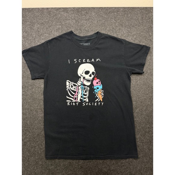 riot society Other - Riot Society I Scream Skeleton Ice Cream Graphic T-Shirt Black Mens Small